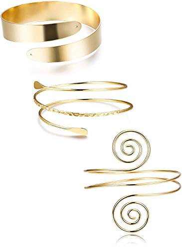 YADOCA 3 Piezas Minimalista Bobina de Metal Brazalete Superior Brazalete Brazo Abierto Brazalete de la Pulsera para Las Mujeres