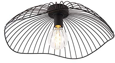 Qazqa - Design Deckenleuchte I Deckenlampe I Lampe I Leuchte schwarz 50 cm - Pua I Wohnzimmer I Schlafzimmer - Stahl Rund - LED geeignet E27