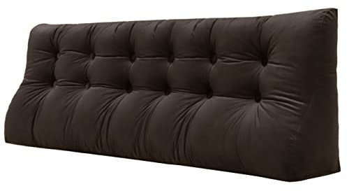 VERCART 55cm Hoches Dickes Rückenkissen Rückenlehne Lesekissen mit Zweireihig Kopfteil Gepolstert Keilkissen Bücherkissen Kopfkissen Wandkissen Lendenkissen fü Bett Tagesbett Samt Braun 180cm