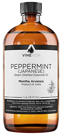 VINEVIDA Peppermint Japanese Essential Oil 16 oz Undiluted - Pure, Natural, Vegan, and Sustainable