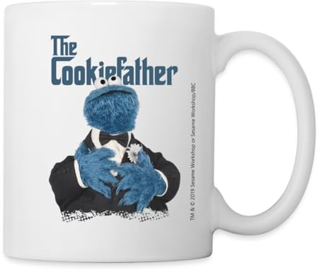 Spreadshirt Sesamstraße The Cookiefather Krümelmonster Tasse, One size, Weiß