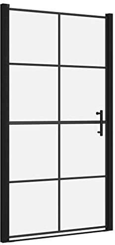 vidaXL Duschtür mit Edelstahlgriff Pendeltür Nischentür Duschkabine Schwingtür Duschabtrennung Dusche Duschwand Hartglas 100x178cm Schwarz