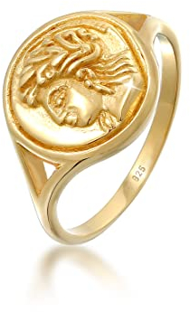 Elli Ring Damen Siegel Ornament Coin Antik Vintage Look Trend in 925 Sterling Silber