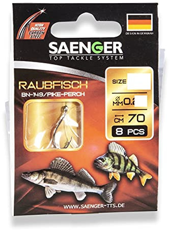 Zander-Haken ( Pike-Perch ) BN-149 Gr. 1/0 - 70cm Vorfachhaken Barsch Carbon Steel von SÄNGER