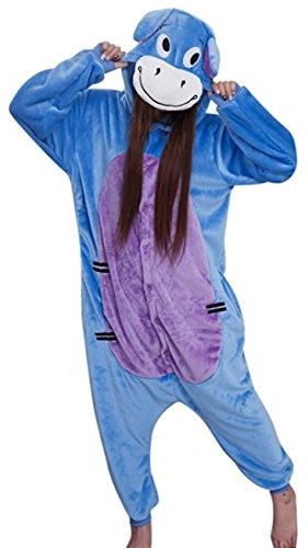 Joy Start Erwachsene Onesie Tier Pyjamas Unisex Karneval Halloween Cosplay Kostüm Nachtwäsche (Donkey, Large)