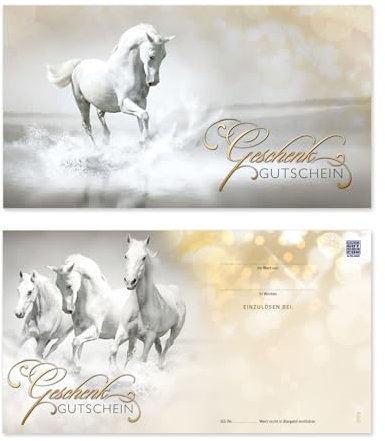 GESCHENKGUTSCHEINcom by POS-HAUER. 50 Gutscheine. Blanko zum Selberausfüllen. Für Reitsportgeschäft Reitsport Reitstall.