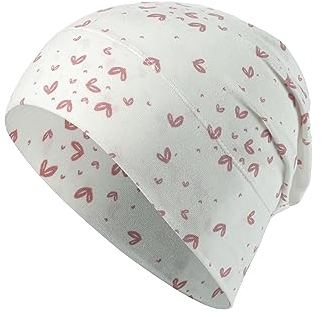 Sterntaler GOTS Beanie Herzen - Babymütze aus Singlejersey (Bio) mit allover Druck - anschmiegsame Mädchen Beanie Mütze variabel tragbar - Baby und Kinder Übergangsmütze, ecru, Größe 45