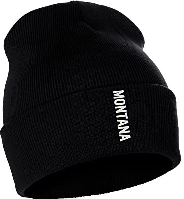 Daxton Vertikale USA Cities Cuffed Beanie Winter Knit Hat Skully Cap, Montana Black Weiß, Einheitsgr��e