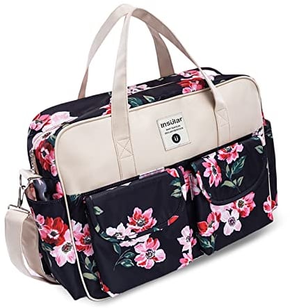 SONARIN Grosse Kapazität Baby Wickeltasche,Multifunktionale Wasserdicht Reise Wickeltasche Umhängetasche Tragetasche Henkeltaschen Babytasche mit Schultergurte & Wickelunterlage(Aquarell Rose)