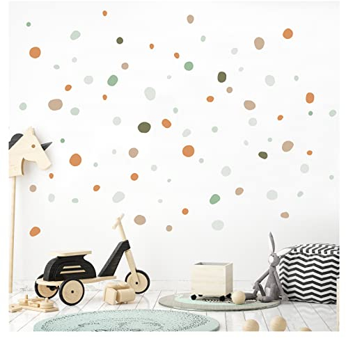 Little Deco Wandsticker Tupfen Dots für Babyzimmer 92 Stück Kinderzimmer Wandtattoo Kreise Klebepunkte in Braun Mint Grau Set Selbstklebende Wandaufkleber DL925-21