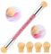 Nail Art Brosse Éponge, Double tête brosse éponge Outil avec 4 têtes de Brosse de Rechange, Sponge Gradient Outil Nail Art ongles Ongles Accessoires (Rose)