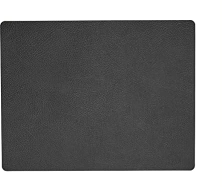 LindDNA Square Tischset Large aus Hippo Leder in der Farbe Schwarz-Anthrazit, Maße: 35cm x 45cm, 981296