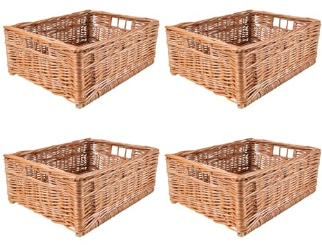 Creative Home Weidenkorb Aufbewahrungskorb | 40 x 30 x 15 cm (+/- 2 cm) | Handgeflochten, Haltbar | Korb Geflochten Naturkorb mit Griffen Aufbewahrung | Für Regal, Spielzeug, Werkzeuge, Bad korb