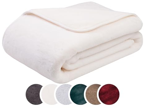 liebling Kuscheldecke Merino-Touch, Wohndecke Ultra flauschig als Sofaüberwurf oder Wendedecke, waschbar, 180 x 220 cm, wollweiß