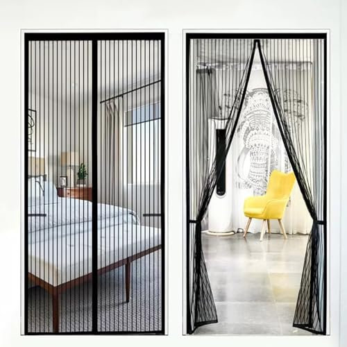 Magnetica Zanzariera per Porte, Tenda Magnetica Zanzariera Porta per Porte Finestra Tende Zanzariere con Calamita per Finestre balcone,90x250cm Nero