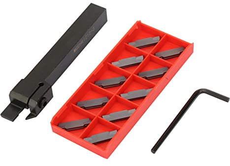 Strumento di Troncatura Tornio in Metallo Mini Tornio Utensile da Taglio Mgehr1212 3 Tornio Tagliato Scanalatura Portautensili da Taglio con Inserti da 10 Pezzi