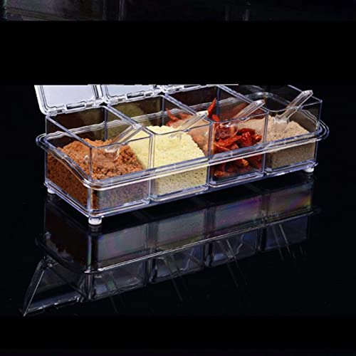 Boîte de Rangement de Condiments en Verre Transparent, Ensemble de Pots D'assaisonnement de Cuisine pour épices, Sel, Sucre, Pots de Condiments de Cruet Bols de Service Soupières