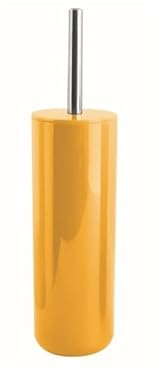MSV Toilettenbürste Toilettenbürstenhalter Toilettenbürstenbehälter INAGUA – WC-Set aus Polystyrol Handbesen mit Stiel aus Edelstahl Safran