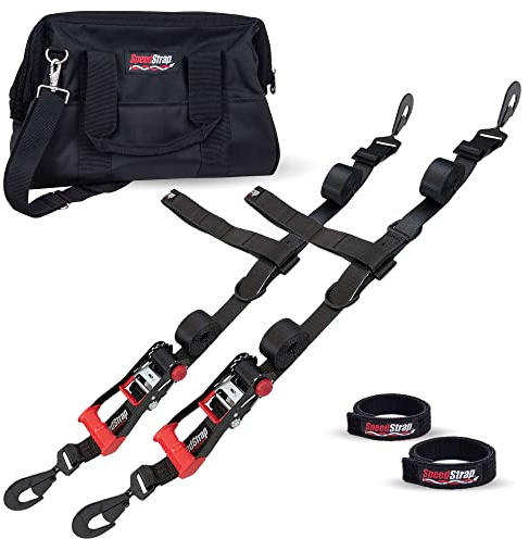 SpeedStrap Heavy Duty Tire Straps Bonnet Kit - Wheel Tie Down Straps for Hauling Jeeps, Trucks, UTV, Car to Trailer, Adjustable Wheel Straps with Ratchet fit 28-40 Tires
