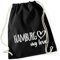 Huuraa Turnbeutel Hamburg my love Geschenk Rucksack Black 12 Liter Baumwolle Hamburg Geschenkidee
