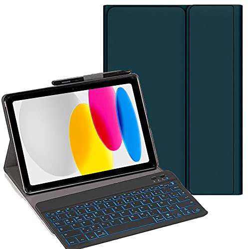 YHFZR Tastatur Hülle für Realme Pad 2 11,5 Zoll, [Deutsches QWERTZ] Slim Hülle mit 7 Farben Beleuchtung Kabellose Tastatur mit Schützhülle für Realme Pad 2 11,5 Zoll, Grün