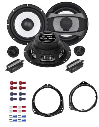 Crunch GTi6.2E Auto Lautsprecher mit Einbauset passend für Opel Corsa B 1993-2008 Türen vorne 400 Watt 165mm 2 Wege Kompo