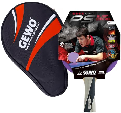 GEWO PS Blast Control Tischtennisschläger & GEWO Tischtennisschläger Hülle mit Ballfach rot - ITTF genehmigter Profi-Tischtennisschläger, konkav, 1,8mm Schwamm