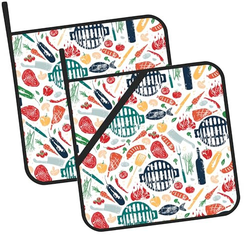 Bunte Topfhalter für Küche, hitzebeständig, Topflappen, Set mit 2 Ofen-Pads, Topflappen zum Kochen, Backen, Grillen, Geschenke für Frauen
