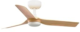Faro MINI Petit ventilateur de plafond CC Punt, blanc et bois clair, 6 vitesses