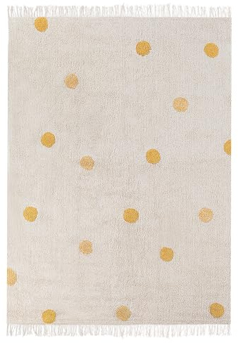 Beliani Kinderteppich Baumwolle beige/gelb 140x200 cm Punkte Muster für Kinder Dardere
