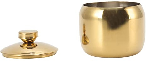SIXRUN Gold Stainless Steel Salt & Pepper Shakers, Spice Container Jar Storage Organizer with Lid, Gold Sugar Bowl