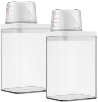 GYWHOOFT 1100 ml - Caja para almacenamiento del detergente en polvo, 2 unidades, contenedor para detergente en polvo, recipiente con dosificador de detergente para lavadora, multiusos en polvo sellado