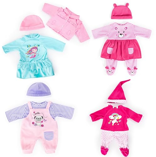 Bayer Design 84600AQ Puppenkleidung, Puppenoutfit 40-46 cm, mehrteilige Puppenanziehsachen, Kleiderset, Puppenzubehör