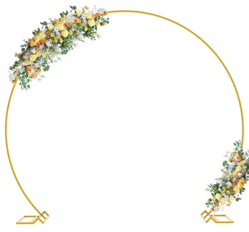 Wokceer 2,4 m Gold Ballonbogen für Hochzeit Hochzeitsbogen Ballon Bogen Stand für Party Metall Kreis Bogen Runde Hintergrund Stand für Geburtstagsfeier Hochzeit Zeremonie Brautdusche Jubiläum Dekor