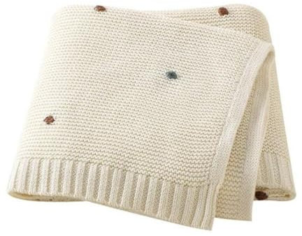 Manta de Algodón Suave y Cálida para Bebé, Manta para Recién Nacido, Cobija para Cuna, Cochecito y Silla de Coche, Unisex, 90 x 70 cm (Crema)
