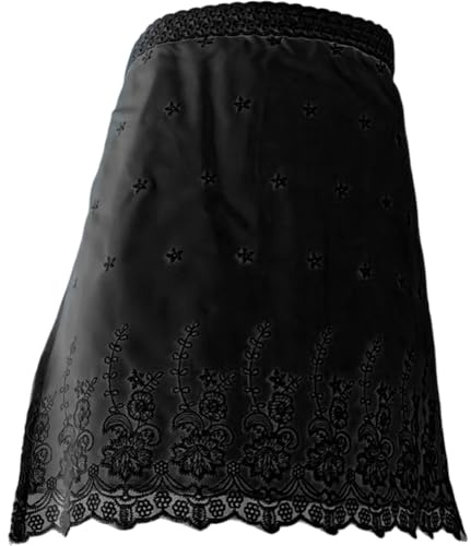 Dinntty Frauen Schwarze Spitze Halbschürze Vintage Bestickte Schürze wasserdichte Schürze Rüschen Halbschürze Für Blumenladen Restaurant Hotel