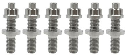 RISON-Titanium Juego de 6 Pernos de Espárrago de Colector de Escape en Titanio M10x1.25x45mm, Tuercas Autoblocantes Arandelas de Espárragos de Sistema de Escape de Coche Moto para Ford, Honda