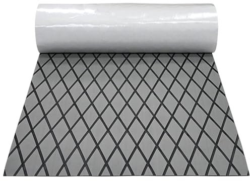 OUGPIU Boat Flooring 240 * 40cm EVA Foam Boat Decking Marine Mat Self-Adhesive Flooring Sheet,Camouflage Non-Slip Traction Pad EVA Foam Sheet for Boats RV Surfboard SUP Board Kayak (Gray Black)
