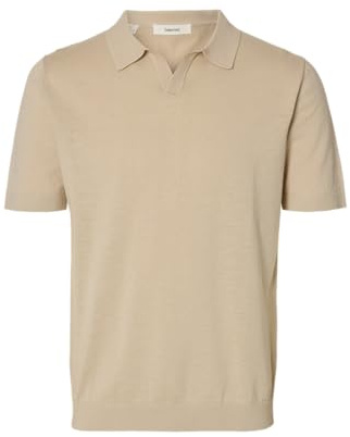 SELECTED HOMME Male Polohemd aus Strick Kurzarm | Knitted polo shirt