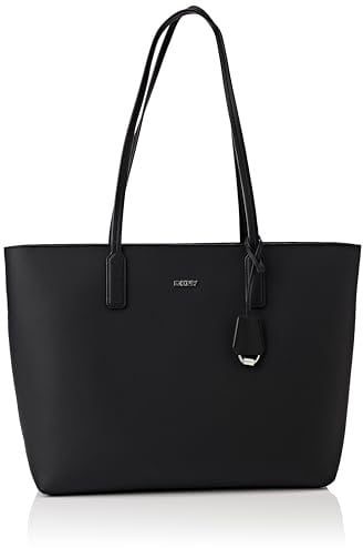 DKNY Women's Saige EW TOP Zip Tote 100% Polyvinyl Chloride, Black and Silver
