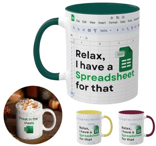 Freak in The Sheets Mug, Funny Spreadsheet Kaffeebecher, Multicolour Spreadsheet Cup, Funny Spreadsheet Mug, Novelty Accounting Graduation Gifts(Style 3)