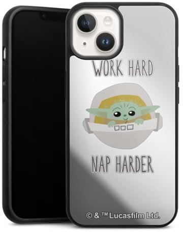 Mirror Case kompatibel mit Apple iPhone 14 Spiegel Handyhülle Hülle aus Glas Star Wars The Child Motiv ohne Hintergrund