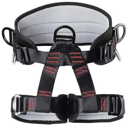 MOUNTTU Imbragatura da arrampicata, imbracatura di sicurezza a metà corpo con spessore regolabile, attrezzatura da arrampicata sugli alberi in poliestere per lavori di salvataggio, su roccia, salv