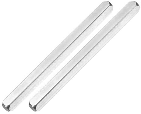 M METERXITY 2-Pack Door Knob Spindle, 4 x 0.3 Inch/ 100 x 7 mm Iron Square Spindle Replacement Door Handle Parts for Window Handles, Door Lock Replacement Parts [Silver Tone]