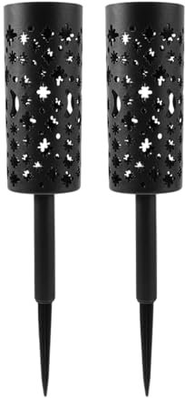 Jarrones de cementerio con púas – 2 jarrones de flores de cementerio | flores de metal decorativo hueco soporte para jardín, jardinera, patio, conmemorativo, exterior yard