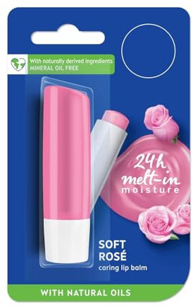 Soft Rose Shine Lip Balm | 24H Melt-in Moisture Formula with Natural Oils | Glossy Finish | 4.8g (Pack of 1)