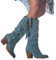 Stivali da cowboy for donna alti fino al ginocchio Stivali alti al ginocchio con nappe vintage da donna, in finta pelle scamosciata, con tacco quadrato, stivali western da donna, stivaletti corti con