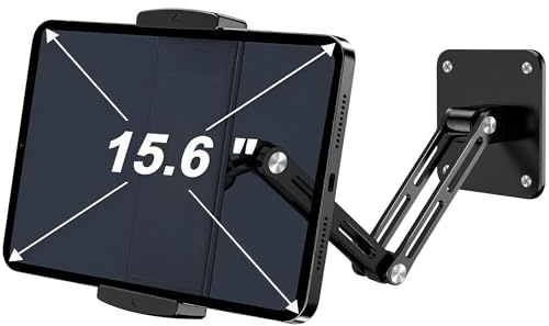Tablet Wandhalterung Halter für 4,7-15,6 Zoll, iPad Wandhalterung Halter mit Arm & verstellbarer drehbarer Basis, kompatibel mit iPad, Tablet Geräten