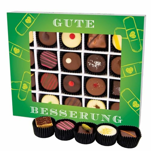 Hallingers Genuss Manufaktur Pralinen Glückwunsch-Geschenk - ohne Alkohol, handmade aus Confiserie-Edelkakao in wertiger XL-Geschenkbox Gute Besserung, Geschenkidee für Frauen Männer