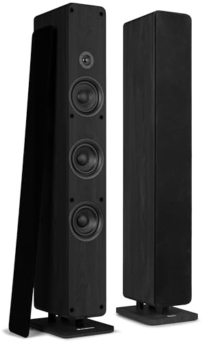 Audizio Arco - Standlautsprecher Passiv 320 Watt - 2er Set - HiFi Lautsprecher für Stereoanlage & Heimkino Soundsystem - 3-Wege Speaker - Ideal als Front/Surround Lautsprecher Boxen - Schwarz